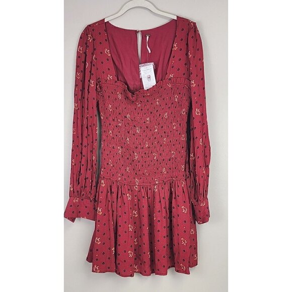 Free People Red Floral Mini Dress - Picture 3 of 12
